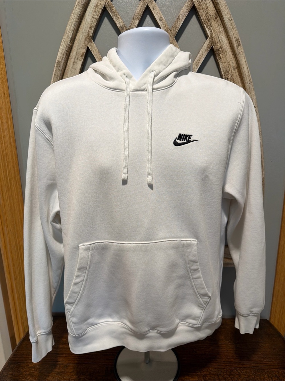 Nike White Hoodie with Black Swoosh